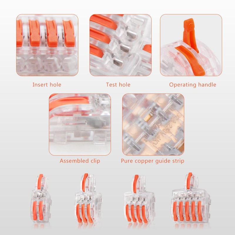 1 en 2 hacia fuera, carcasa transparente, mango naranja, 25