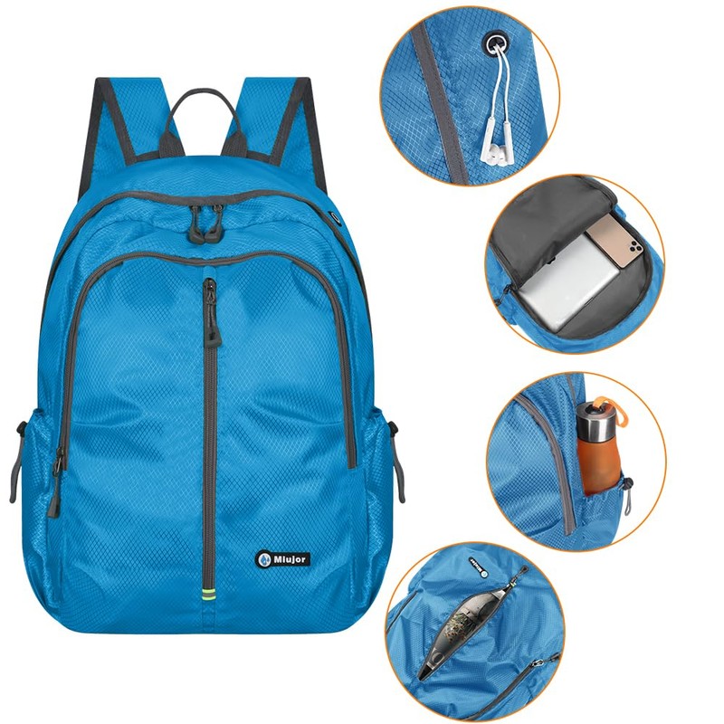 MIUJOR Lightweight Packable Foldable Backpack，Hiking backpack，Travel Backpack, Blue, Large, Lightweight
