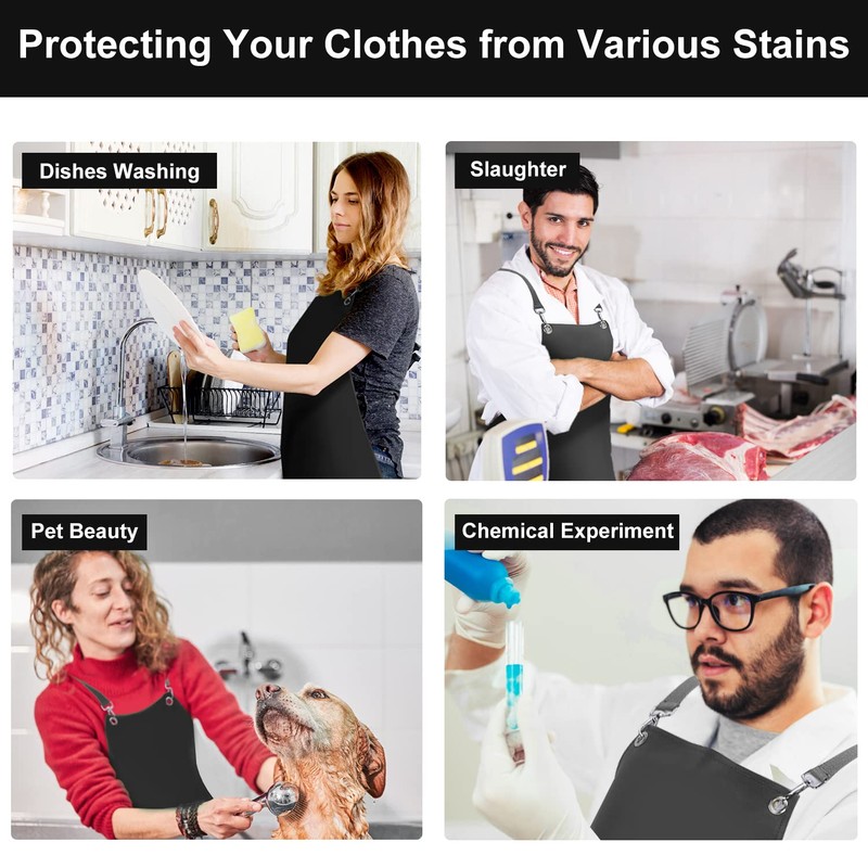 SHEOMERN Waterproof Rubber Apron, 48" XL Anti-Tear Heavy Duty Vinyl