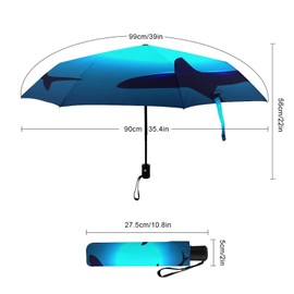 Vhcawsu Ocean Sea Sharks Umbrella Marine Fish Animals Windproof Travel Umbrella Automatic Compact Folding Umbrellas for Sun Rain Auto Open Close UV Protection Umbrella