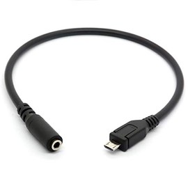 Cable de Audio AUX Micro USB Macho a 3.5mm Hembra para Adaptador de Auriculares Clip Activo Micrófono (25cm)