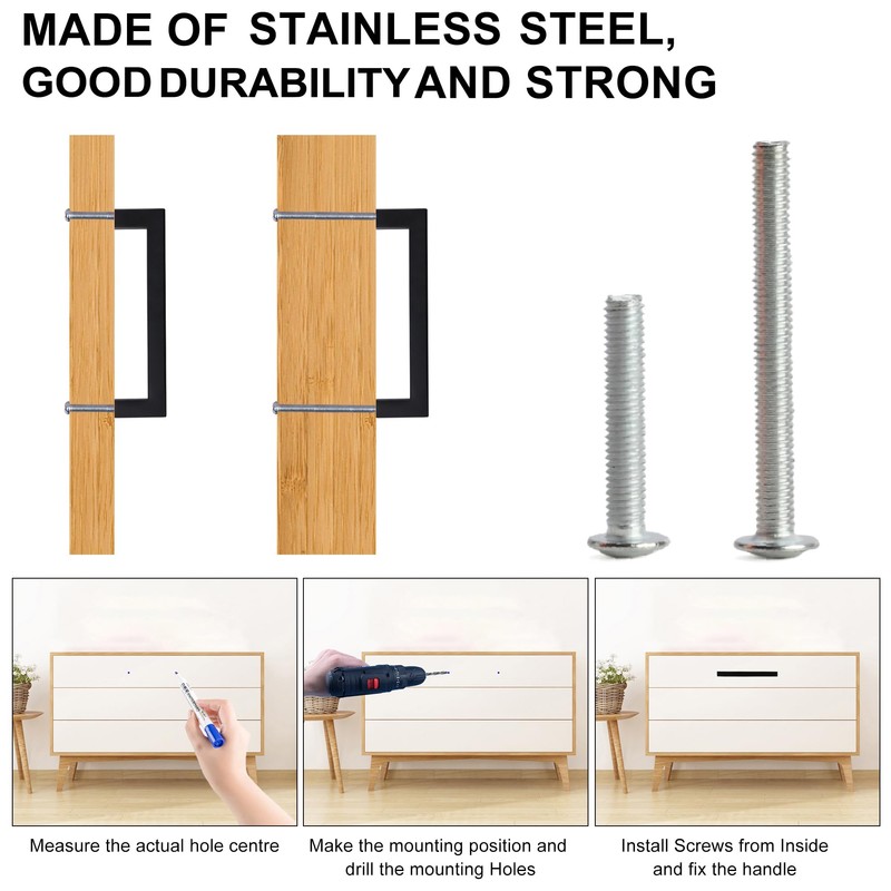 Redunest Cabinet Pulls Matte Black Cabinet Handles Square Drawer Pulls,