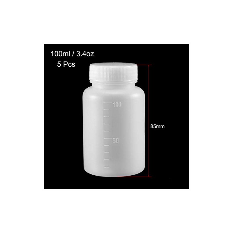 sourcing map Plastic Lab Chemical Reagent Bottle 100ml/3.4oz Wide Mouth