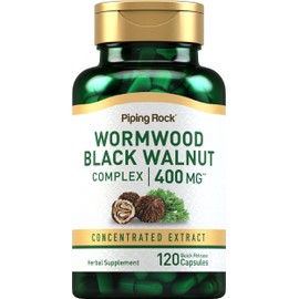 Piping Rock Wormwood Black Walnut Capsules 400mg | 120 Count | Herbal Extract Complex | Non-GMO, Gluten Free Supplement