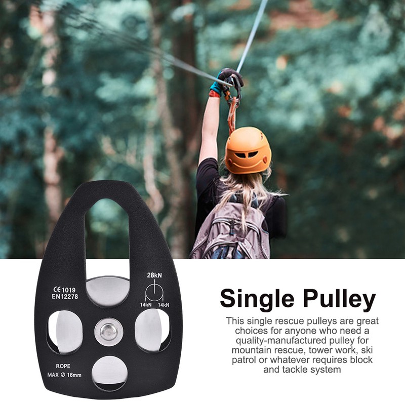 Outdoors Climbing 32KN Rescue Pulley Single Sheave with Swing Plate
