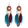 Elegant Boho Multi Coloured Metal Fringe Feather Dangle Earrings, Alloy