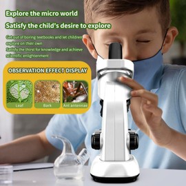 Double CC Kids Microscope,40-1600x Microscope Kit for Kids Beginners Children,STEM Kit,Prepared Slides,LED Light and Configured Various Operating Tools- Science Experiment Toy for Kids Ages 5-12