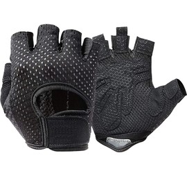 BECNBEAU Gym Workout Gloves Rowing Kayak Gloves Fitness Grip Exercise Watersports Fingerless Training Anti Slip Wheelchair Palm Protection for Men Women,Black,M