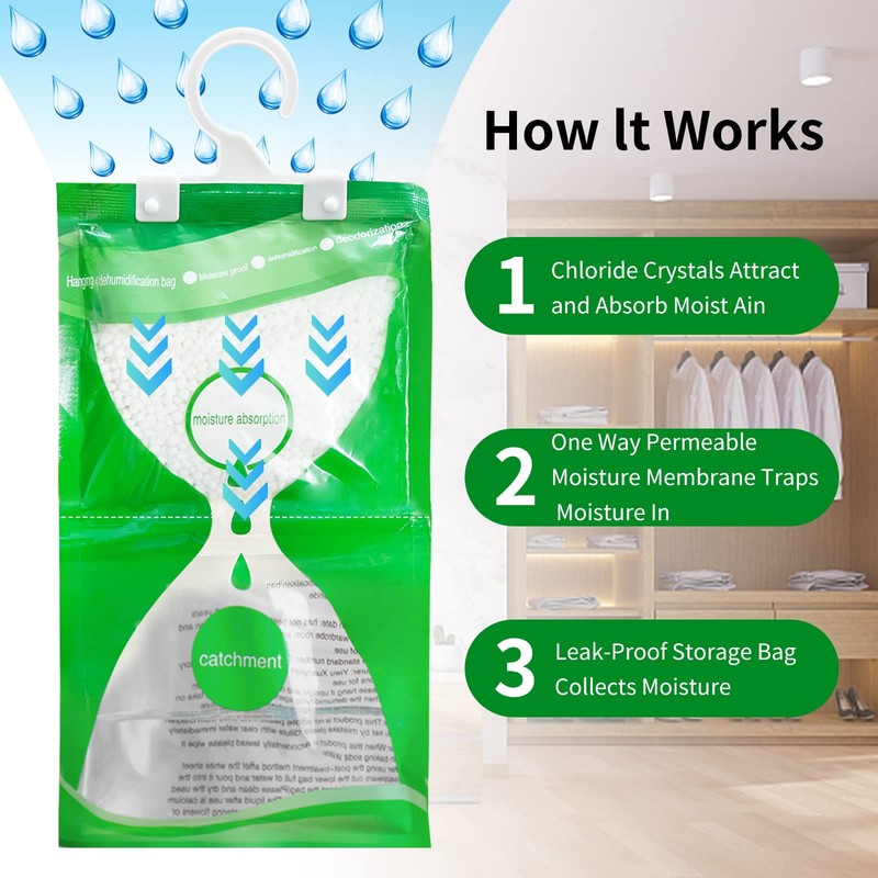 Wardrobe Moisture Absorber 7 Pack Hanging Dehumidifier Against Moisture Anti-Mould