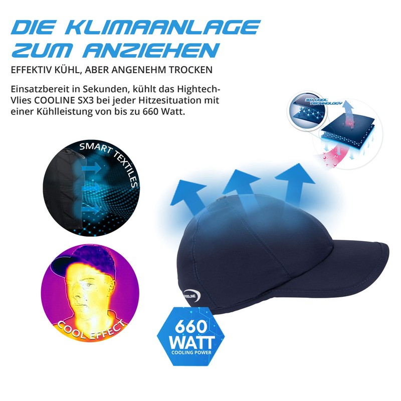 E.COOLINE Powercool SX3 Cooling Baseball Cap | Cooling Hat for