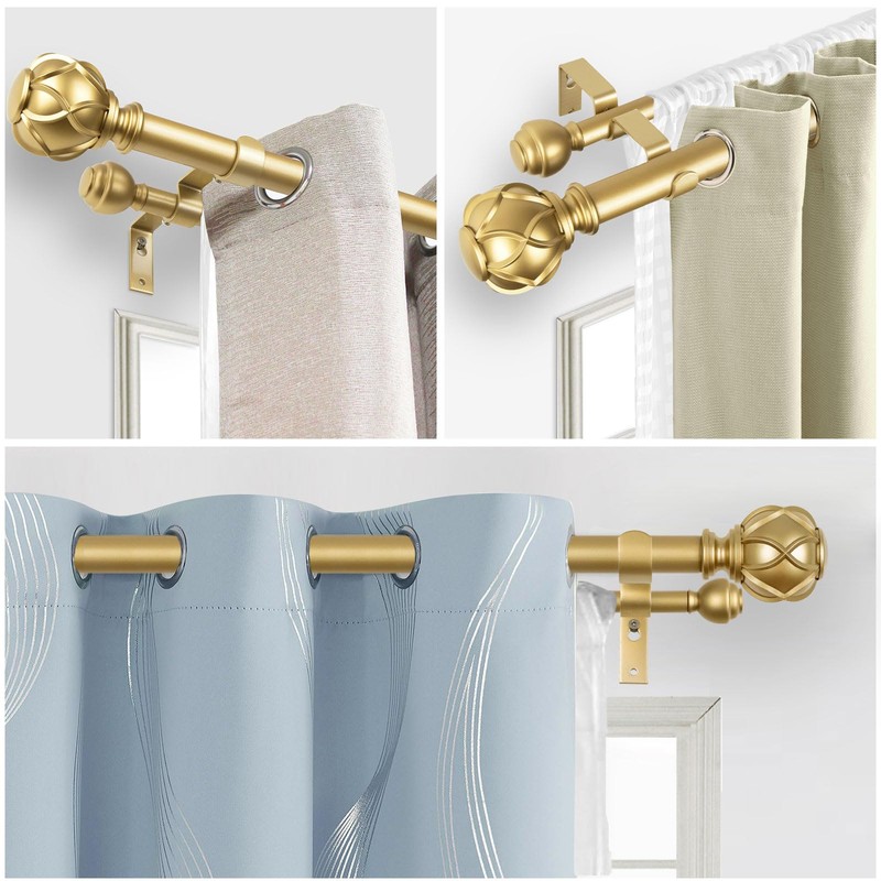 KAMANINA 1 Inch Double Curtain Rods for Windows 72 to