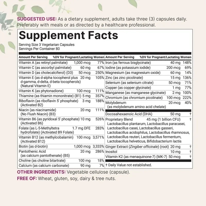 Micro Ingredients Pure Methylated Prenatal Vitamins for Women – 240