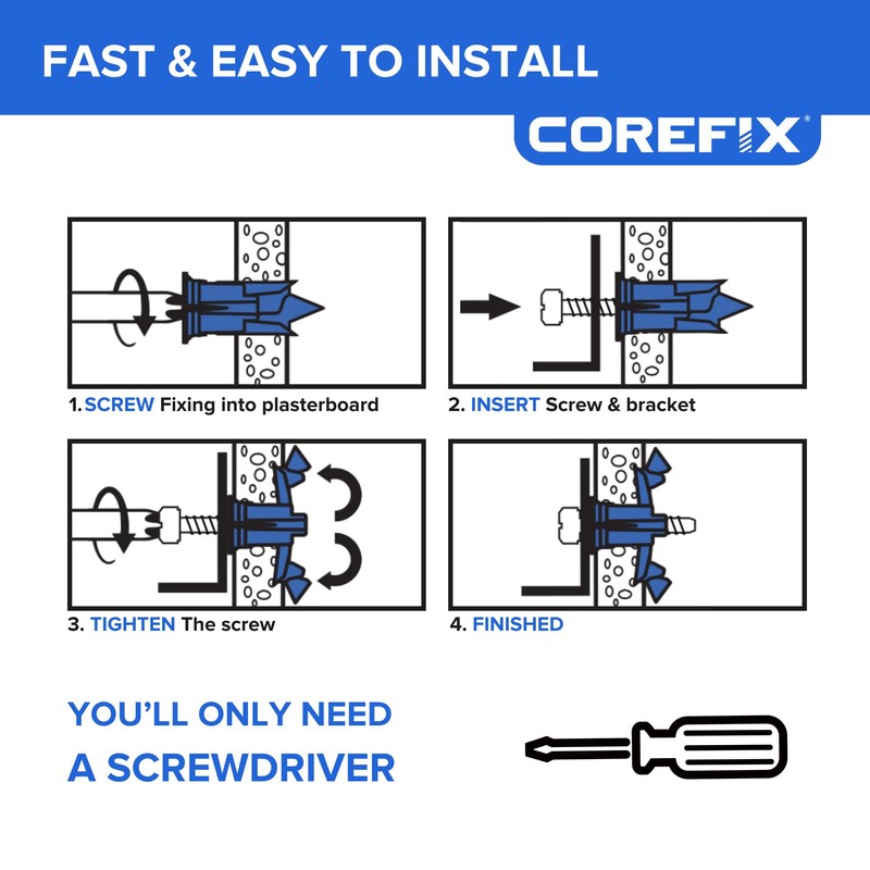 Corefix Spike TV Mounting Kit 4 Pack - Heavy Duty