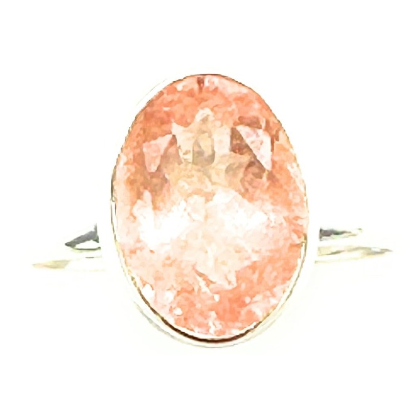 Natural Pink Morganite 925 Solid Sterling Silver Engagement Ring Size