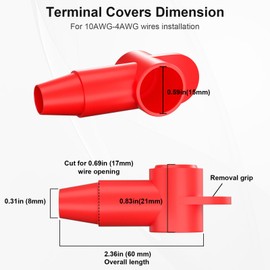 BetyBedy 10 Pack Silicone Battery Terminal Covers for 10-4AWG Wire, Insulated Battery Terminal Protectors for 1/4", 5/16", 3/8" Battery Post, Battery Stud and Power Junction Blocks Cover
