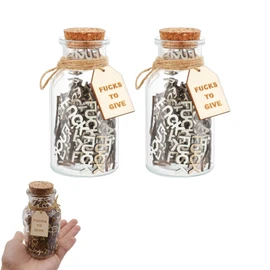 2 Pack Jar of Fucks Fidget Gift Jar, Fucks to Give Jar Home Decor, Funny Wooden Fucks in a Jar Bad Mood Vent Office Desk Accessories for Work Christmas Valentines Day