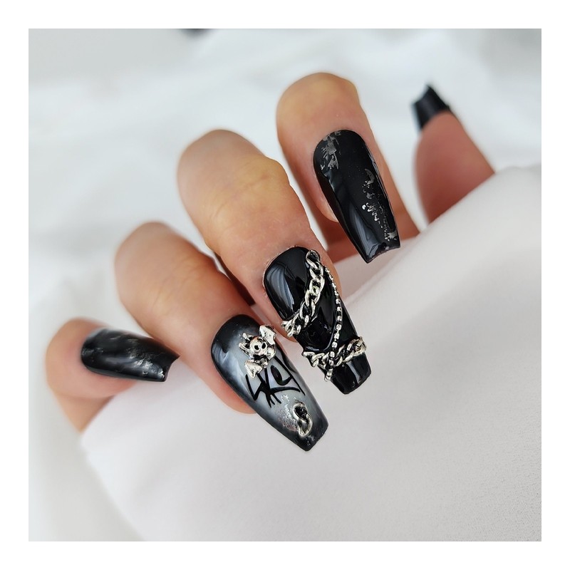 Skeleton Metal Handmade Nail Tips - Square / 스켈레톤 메탈