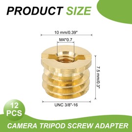 PATIKIL M4 Female to 3/8" Male Convert Screw Adapter, 12 Pcs Tripod Thread Adapter Mount for Camera Monopod Video DSLR SLR Mic Stand, Gold