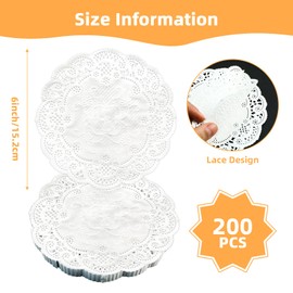 250 Pieces Paper Doilies, 6 Inch White Lace Paper Doilies, Disposable Round Paper Doilies for Craft, Wedding Party and Tableware Decoration (6 inch)