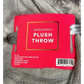 ULTA BEAUTY Grey Ultra Soft Plush Throw Cozy Blanket Faux Fur 50"X60" NEW