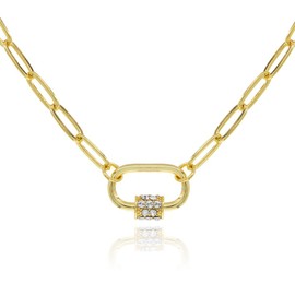 Mayfer | Collar ajustable dorado decorado con cristal austriaco con dije de eslabón - Color dorado