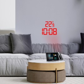 Kienzle Wireless Weather Station with Projection, Colour Display, DCF Time, Indoor/Outdoor Temperature, Air Pressure, Mould Index, Weather Forecast, 2 Alarm Times