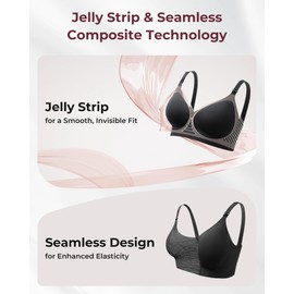 momcozy CoolFit Nursing Bra for Breastfeeding - Seamless Cotton Nursing Bra with Jelly Strip & Cooling Function for Large Breasts, black, XXL