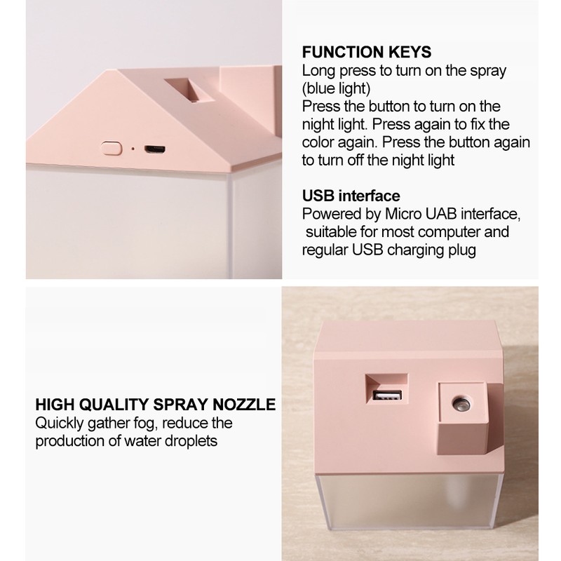 USB Humidifier House Shape 3-In-1 250ml Aroma Essential Oil Diffuser