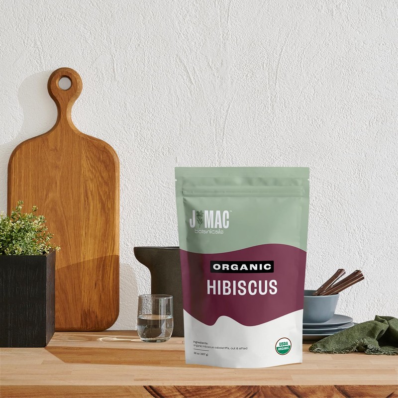 J MAC BOTANICALS Certified Organic Hibiscus Flower (2 Pounds), Hibiscus