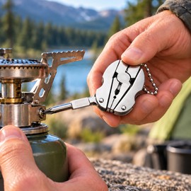Stainless Steel Folding Multi-Tool Keychain with Pliers, Knife, Screwdrivers & File – Compact EDC Camping Repair Tool