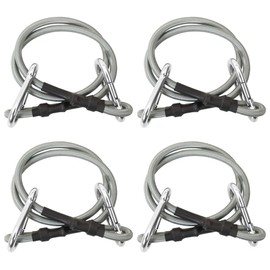 LOPOO Weather-Resistant Ropes with Carabiner Set for Easy Setup - 4 Pieces, Black and Silver