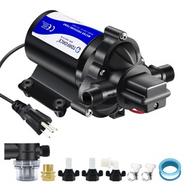 TDRFORCE 110V Fresh Water Circulating Pump 4GPM Pressure Increase Booster Pump 45 PSI Transfer Pump Self Priming on Demand Water Pump Diaphragm Pump Washdown Pump Inline Water Pump for Garden Hose…