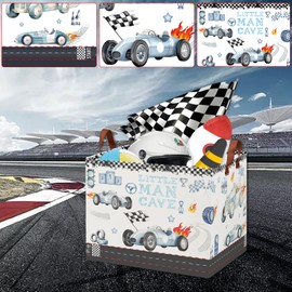 Car Themed Room Decor Basket, Kids Vintage Car Laundry Hampers,Storage Bins,Blue Toy Box for Boys, Basket for Gifts Empty(Vintage Blue)