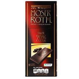 Moser Roth 70% Premium Fine German Dark Chocolate Bars. (Pack of 10)