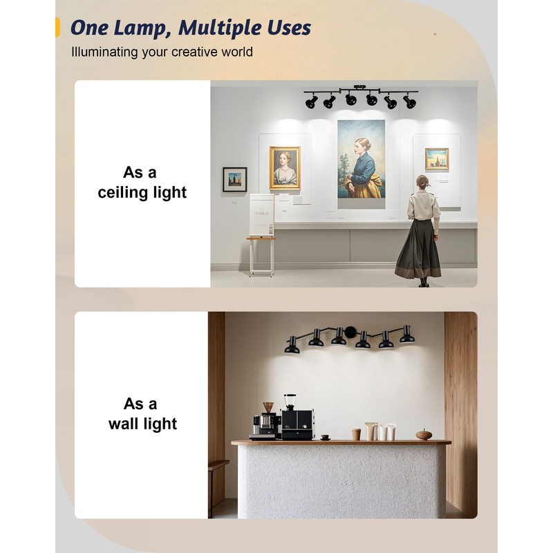 LTBLIGHT Track Lighting Fixtures Ceiling, 6-Head Adjustable LED Track Lighting
