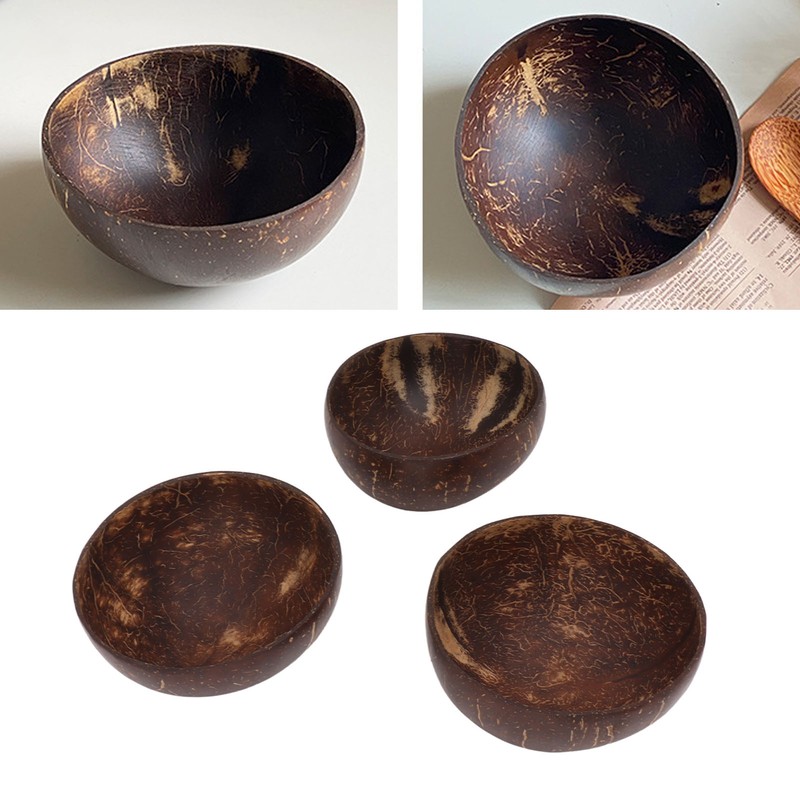 Coconut Bowl Set Leakage Proof Reusable Hand Polished Coconut Shell