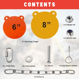 Jenaai AR500 Steel Target with Gong Mounting Kit Steel Hostage Reactive Shooting Thick Armored Torso Target for Outdoor Range Shooting Practice Neon Color(6" and 8",Round and Round)