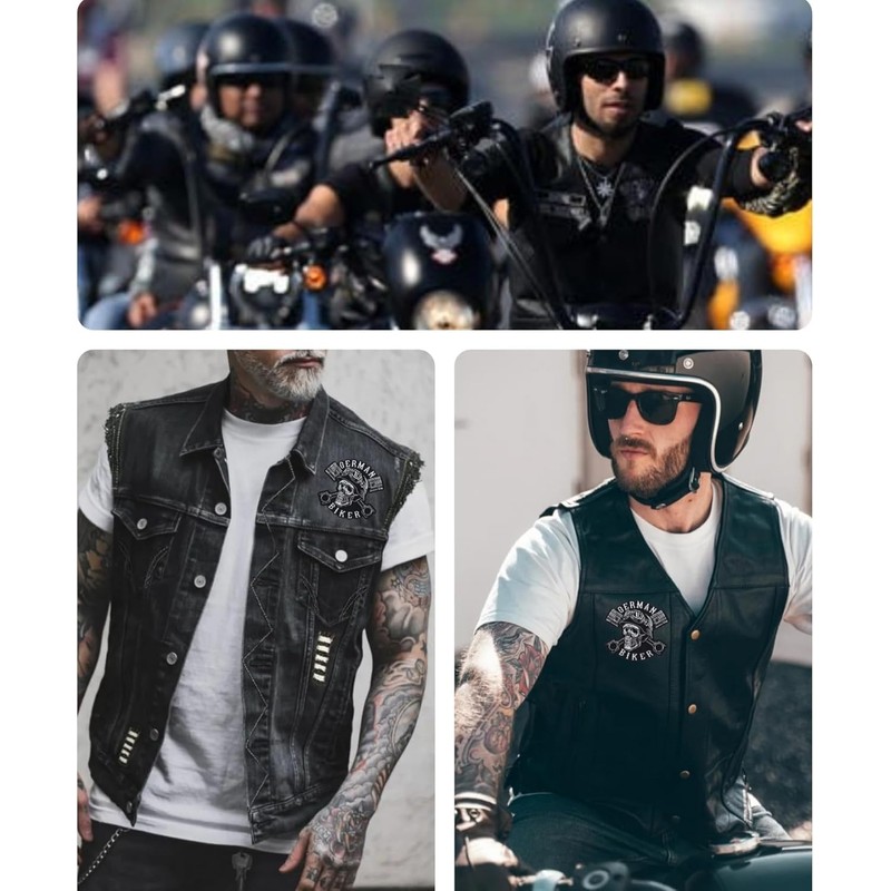 Embroidered iron-on patch biker "German biker" | for sew-on/iron-on |