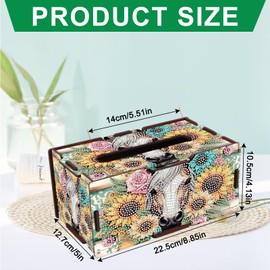 JZHYOAN Horse Diamond Art Tissue Box, 8.85x5x4.13 Inch Special Pattern Cube Portable Office Mosaic Paper Storage Holder, DIY Diamond Desk Decorative Tissue Box for Family Living Room Bedroom Bathroom