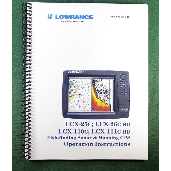 Lowrance LCX-110c Instruction Manual: Full Color 232 pages & Protective