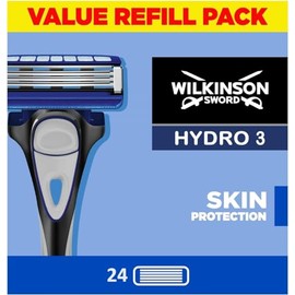 WILKINSON SWORD - Hydro 3 Razor Blades For Men | Pack of 24 Razor Blade Refills | Hydrating Gel & Precision Trimmer