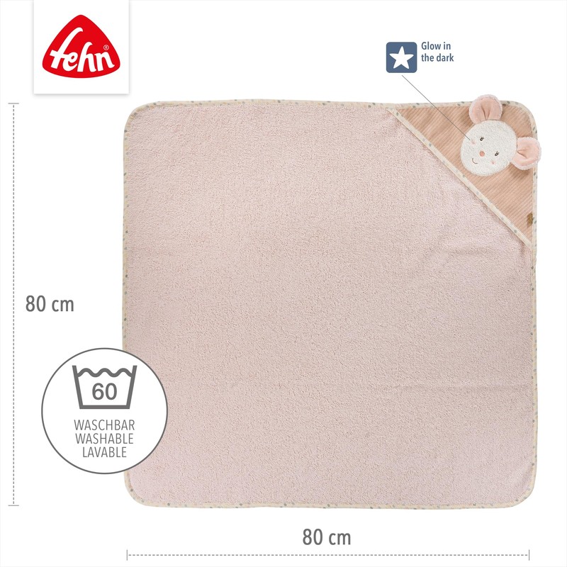 Fehn Hooded Bath Towel Mouse - Bath Poncho Made of