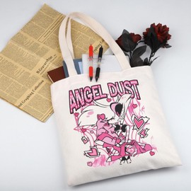 WSNANG Demon Hotel Tote Bag Hazbin Anime Merch Angel Dust Fans Shoulder Bag Dark Animation Lover Gift (Angel TB)