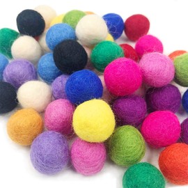 DIY Christmas Decor Wool Felt Balls 50 Pieces 20 mm Mixed Colour Pom Gumball Beads Craft Decoration