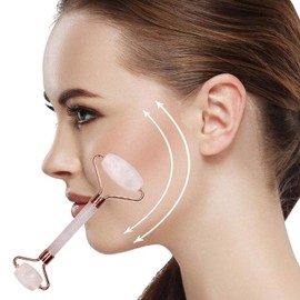 ORILEY MXD7-4 100% Natural Facial Jade Roller Massager Double Sided Face Rolling Massage Stone Beauty Tool for Face Neck Toning, Firming & Serum Application (1Pc)