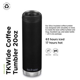 KleanKanteen TKWide VI Men's Water Bottle, Black, One Size