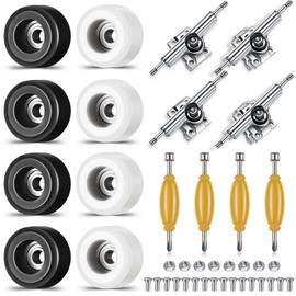 16 Pcs Standard Fingerboard Tool Set CNC Lathed Fingerboard Bearing Wheels Nut Driver Fingerboard Screwdriver for 34 mm Skateboard Trucks (Black and White)
