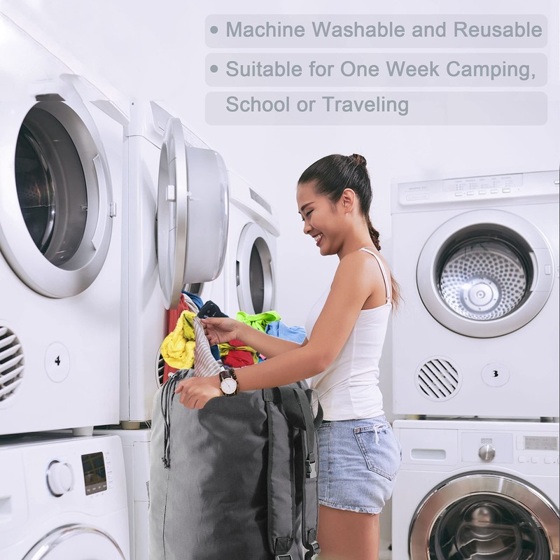 BeeGreen Laundry Backpack Bag Extra Large Heavy Duty, Grey, 16"*32",