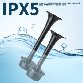 AOLIHAN Black Electric Horn kit for Motorcycle,150dB Waterproof Train Horn for Truck,Auto Horns Kit Universal for Any 12V Vehicles,Replacement for Truck/SUV/Van/Car/Motorcycle/ATV/Golf Cart Horns