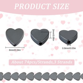 SUNNYCLUE 1 Box about 220pcs+ Hematite Heart Shaped Stone Beads Black Gemstone Beads 6mm Synthetic Flat Loose Stones Beads for jewellery Making Necklace Bracelet Handmade Crafts Christmas Women Adults